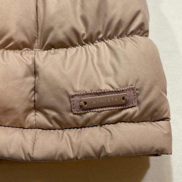 ATHLETA Taupe Goose Down Puffer Vest • XXS • Warm Quilted Zip Front High Collar - Picture 3 of 9